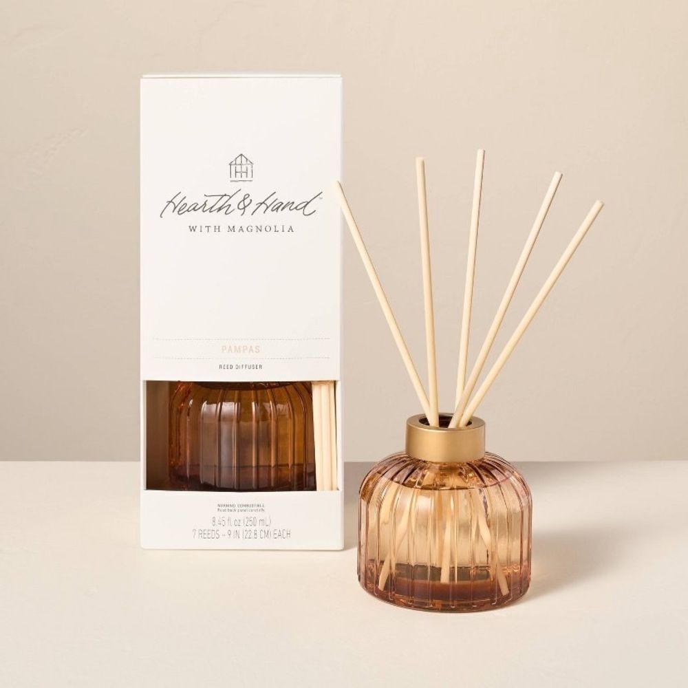 Hearth & Hand Pampas Glass Ribbed Amber Reed Diffuser - Picture 7 of 7